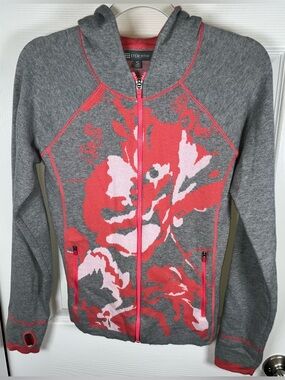 Title Nine Lotus Cotton Blend Patterned Zip-Sweater Hoodie Women's Small S